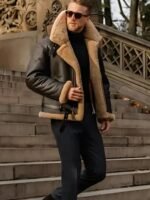 Aquaman Arthur Curry Brown Shearling Fur Leather Jacket