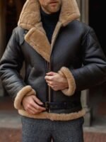Aquaman Arthur Curry Brown Shearling Fur Leather Jacket