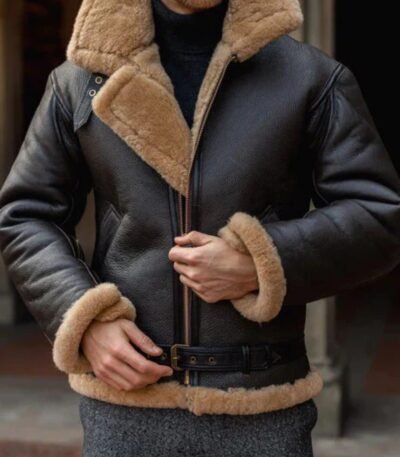 Aquaman Arthur Curry Brown Shearling Fur Leather Jacket