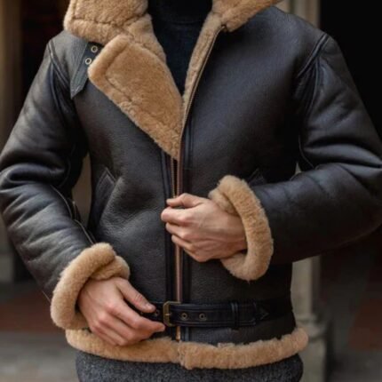 Aquaman Arthur Curry Brown Shearling Fur Leather Jacket