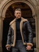 Aquaman Arthur Curry Brown Shearling Fur Leather Jacket