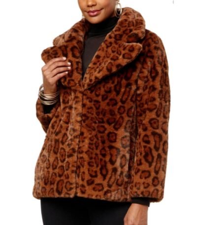 Aria Genuine Mink Fur Leopard Print Coat