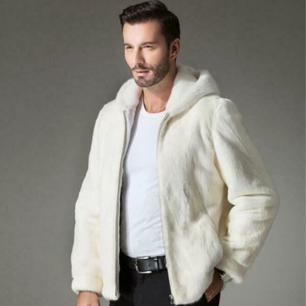 Armando Mink Fur White Hooded Jacket