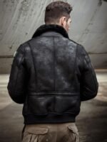 Ashking Black Fur G-1 Bomber Jacket