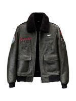 Ashking Black Fur G-1 Bomber Jacket