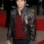 Ashton Kutcher Bomber Leather Jacket