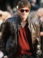 Ashton Kutcher Bomber Leather Jacket