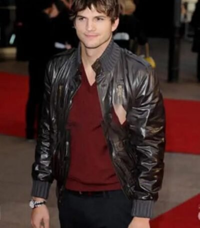 Ashton Kutcher Bomber Leather Jacket