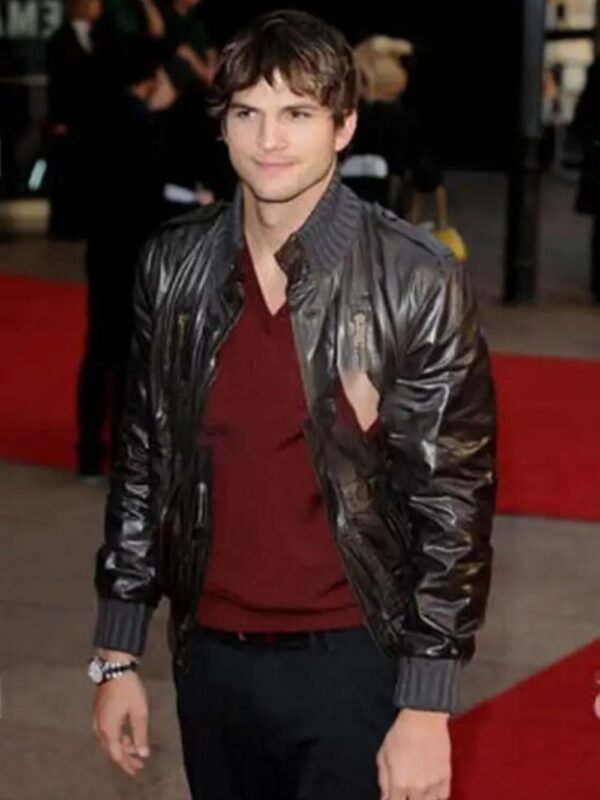 Ashton Kutcher Bomber Leather Jacket