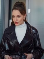 Asli Tuna As the Crow Flies S02 Black Leather Trench Coat