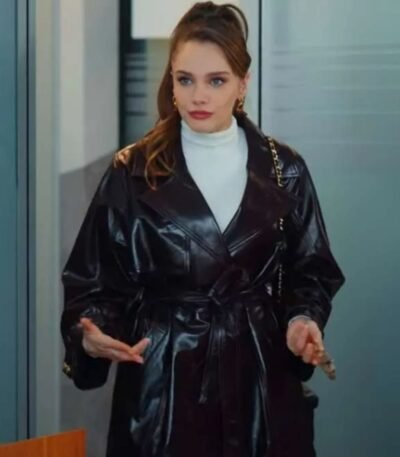Asli Tuna As the Crow Flies S02 Black Leather Trench Coat