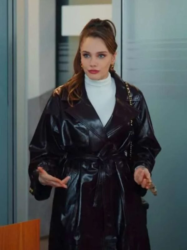 Asli Tuna As the Crow Flies S02 Black Leather Trench Coat