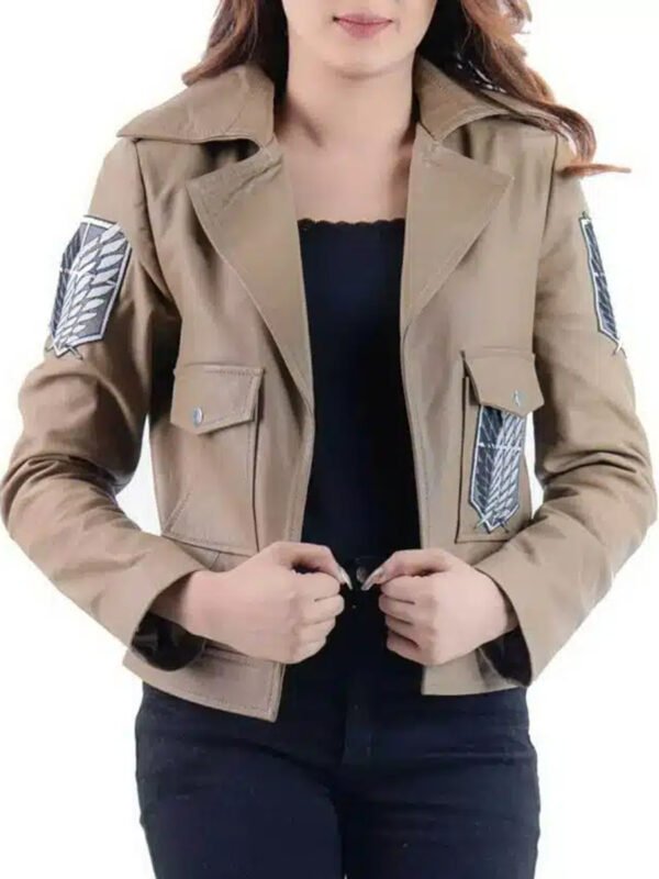 Attack On Titan Survey Corps Khaki Leather Jacket