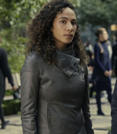 Aurora Perrineau Westworld S4 E7 Leather Jacket