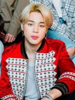 BTS Jimin Red Satin Bomber Jacket