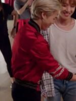 BTS Jimin Red Satin Bomber Jacket
