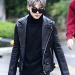 BTS Member Jimin Black Leather Jacket