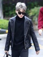 BTS Member Jimin Black Leather Jacket