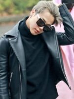 BTS Member Jimin Black Leather Jacket