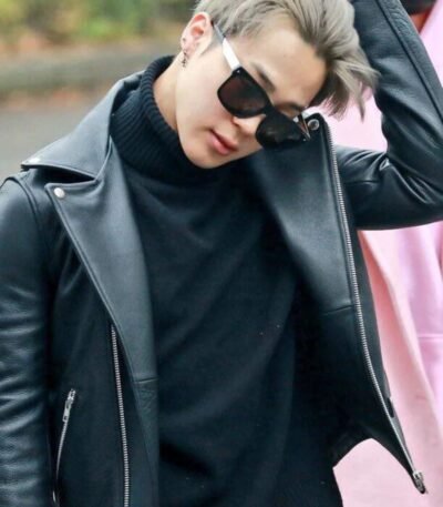 BTS Member Jimin Black Leather Jacket