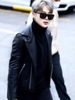 BTS Member Jimin Black Leather Jacket