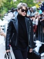 BTS Member Jimin Black Leather Jacket