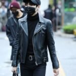 BTS Suga Black Biker Asymmetrical Zipper Leather Jacket