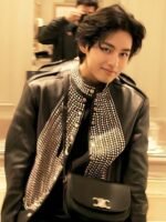 BTS V The Streets Of France Studded Leather Jacket
