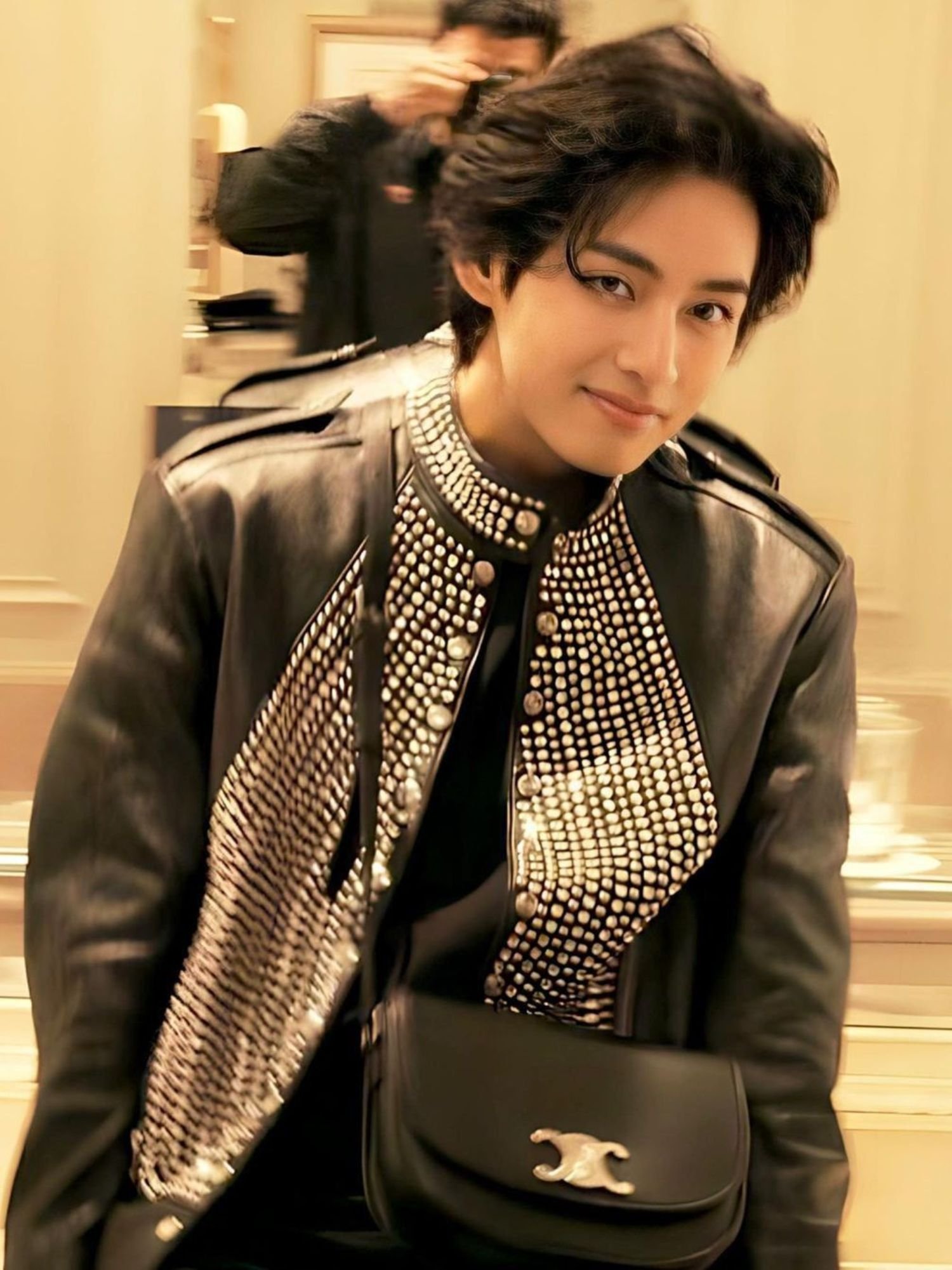 BTS V The Streets Of France Studded Leather Jacket BTS V The Streets Of France Studded Leather Jacket