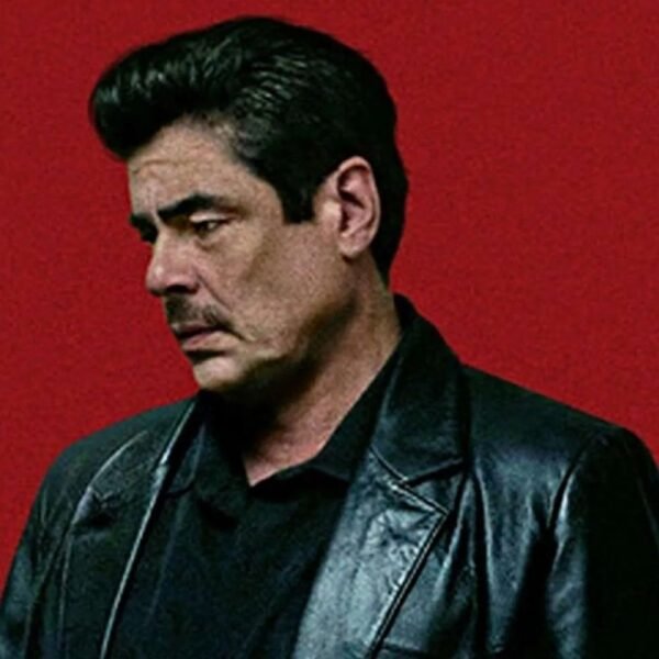 Benicio Del Toro Reptile 2023 Black Leather Blazer