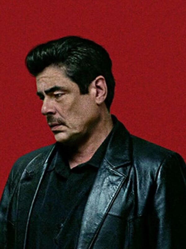 Benicio Del Toro Reptile 2023 Black Leather Blazer