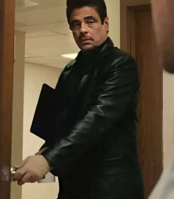 Benicio Del Toro Reptile 2023 Black Leather Blazer