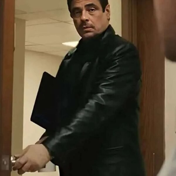 Benicio Del Toro Reptile 2023 Black Leather Blazer