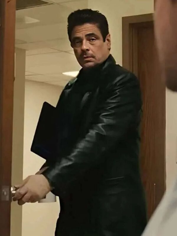 Benicio Del Toro Reptile 2023 Black Leather Blazer