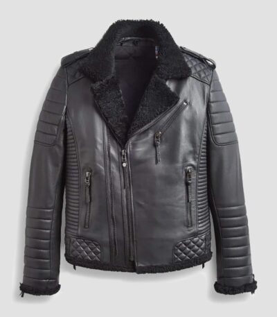 Benjamin Biker Padded Quilted Shearling Jacket