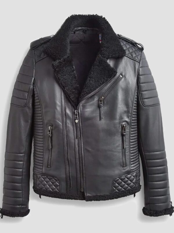 Benjamin Biker Padded Quilted Shearling Jacket