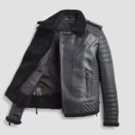 Benjamin Biker Padded Quilted Shearling Jacket