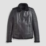 Benjamin Biker Padded Quilted Shearling Jacket