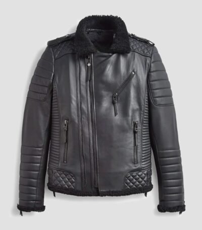 Benjamin Biker Padded Quilted Shearling Jacket