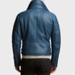 Benji Shearling Fur Blue Sheepskin Leather Jacket