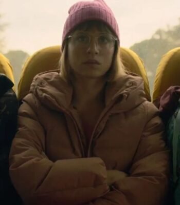 Berlin 2024 Michelle Jenner Pink Puffer Jacket