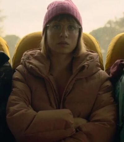 Berlin 2024 Michelle Jenner Pink Puffer Jacket
