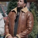 Best Christmas Ever Matt Cedeño Brown Shearling Leather Jacket