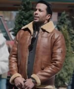 Best Christmas Ever Matt Cedeño Brown Shearling Leather Jacket
