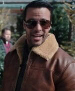 Best Christmas Ever Matt Cedeño Brown Shearling Leather Jacket