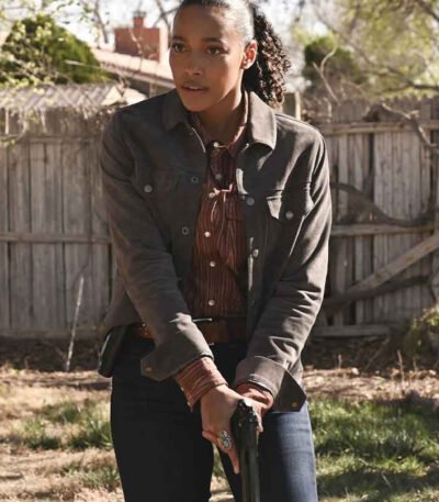 Big Sky Cassie Dewell Grey Suede Trucker Jacket