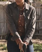 Big Sky Cassie Dewell Grey Suede Trucker Jacket