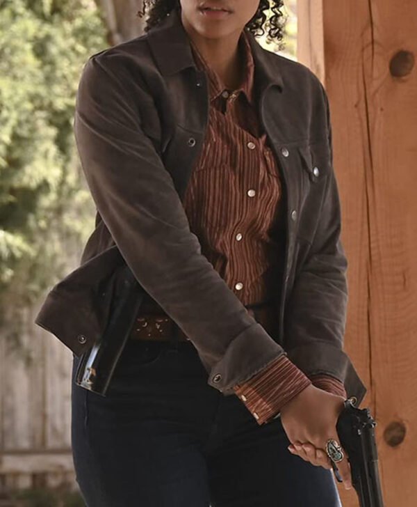 Big Sky Cassie Dewell Grey Suede Trucker Jacket