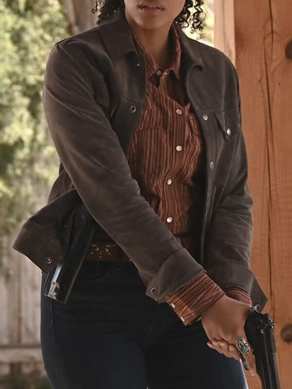 Big Sky Cassie Dewell Grey Suede Trucker Jacket
