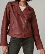 Big Sky S03 Jenny Hoyt Maroon Biker Jacket
